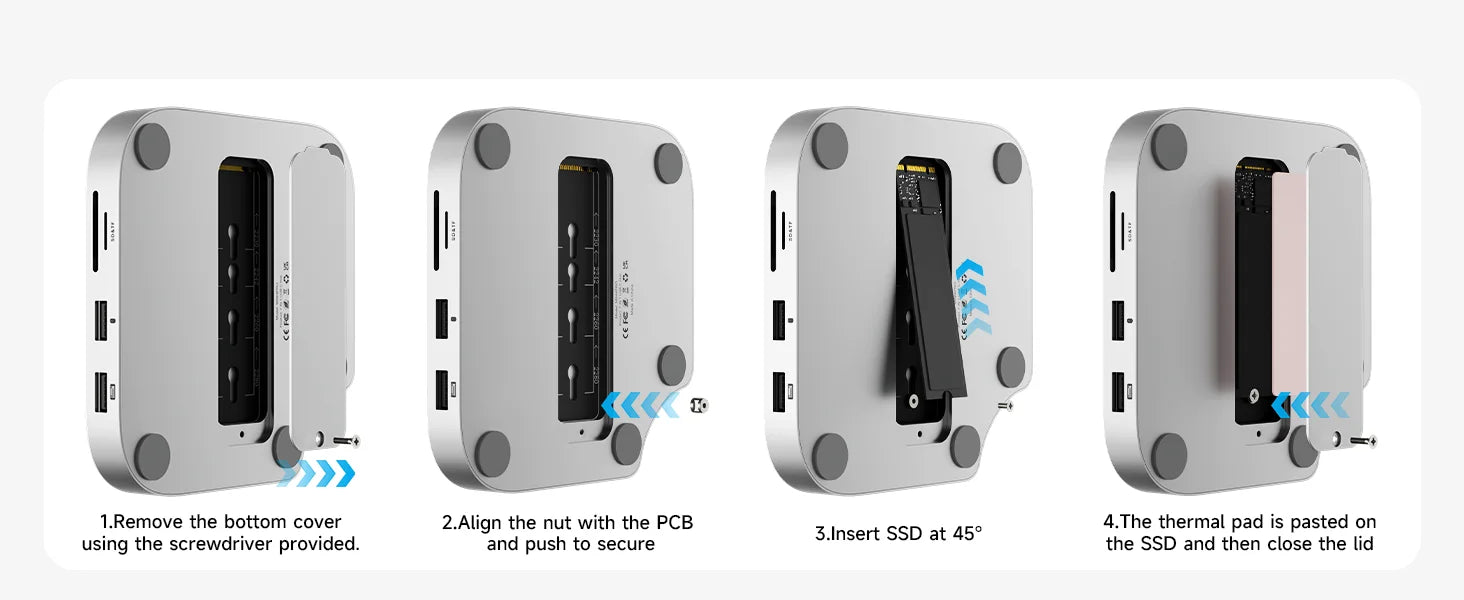 Mac Mini Docking Hub With M.2 SSD Enclosure 4K HDMI