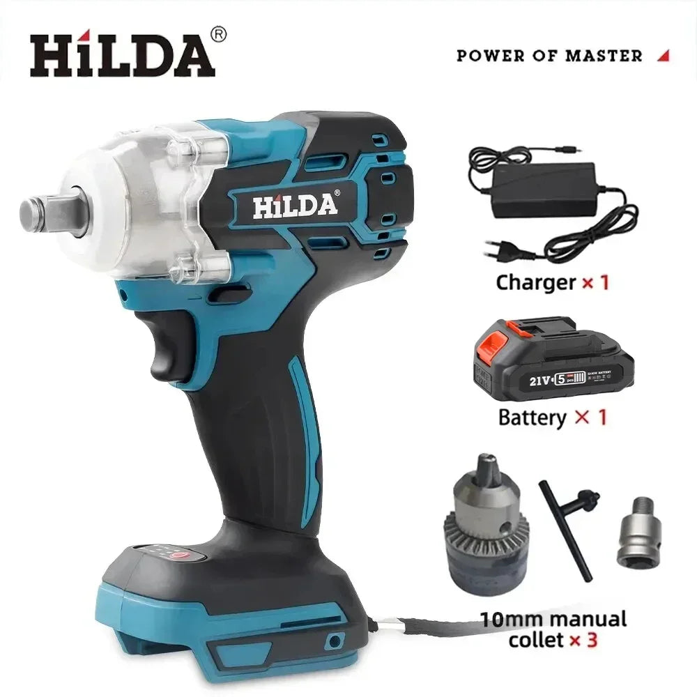 HILDA 18V Rechargeable Electric Impact Wrench for Car Maintenance - Smarsty