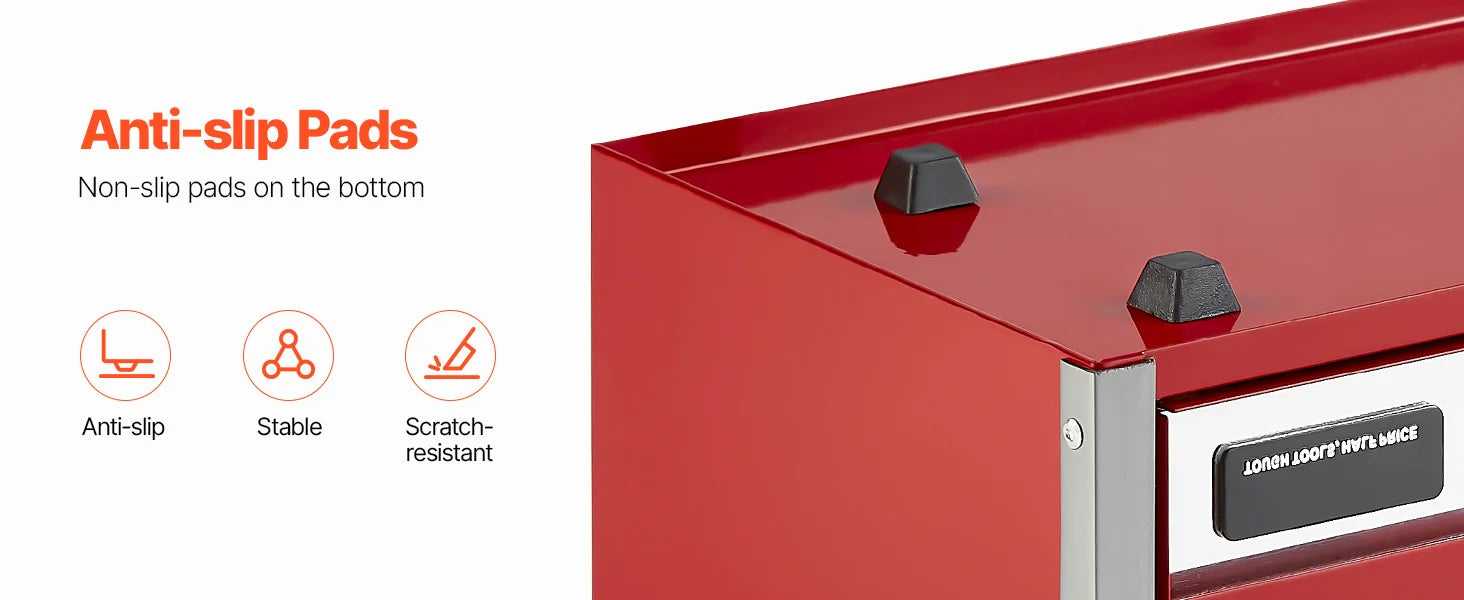 SucceBuy 5-Drawer 8.6in Metal Tool Box Red/Black Portable Small Tool Chest with PP Feet Pads for Garage Workshop Tools Storage