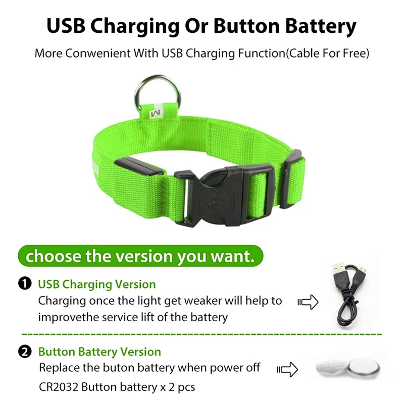 USB Charging Bright LED Dog Collar for Night Safety - Smarsty