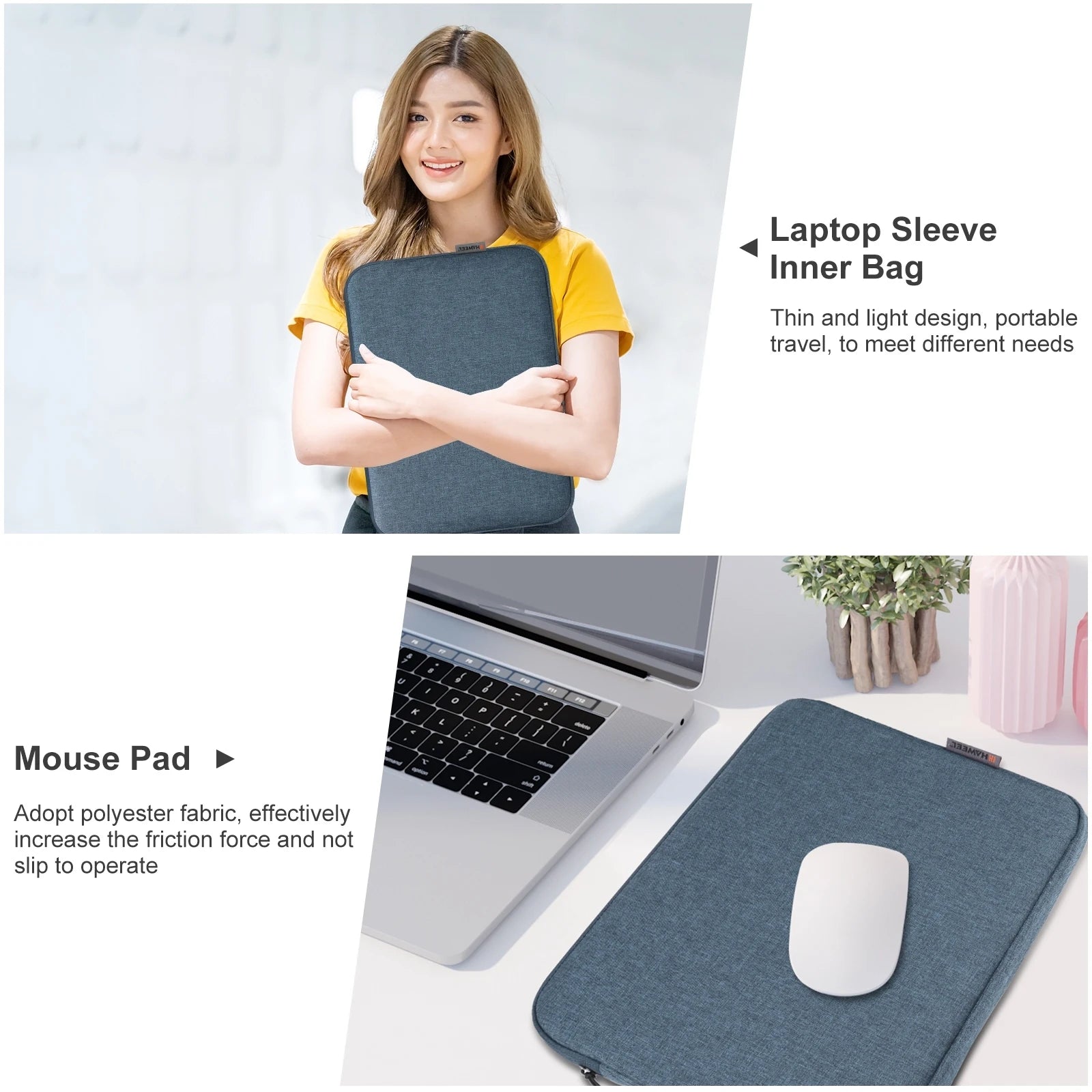 Canvas Laptop Sleeve With Zipper For 15 To 16 Inches