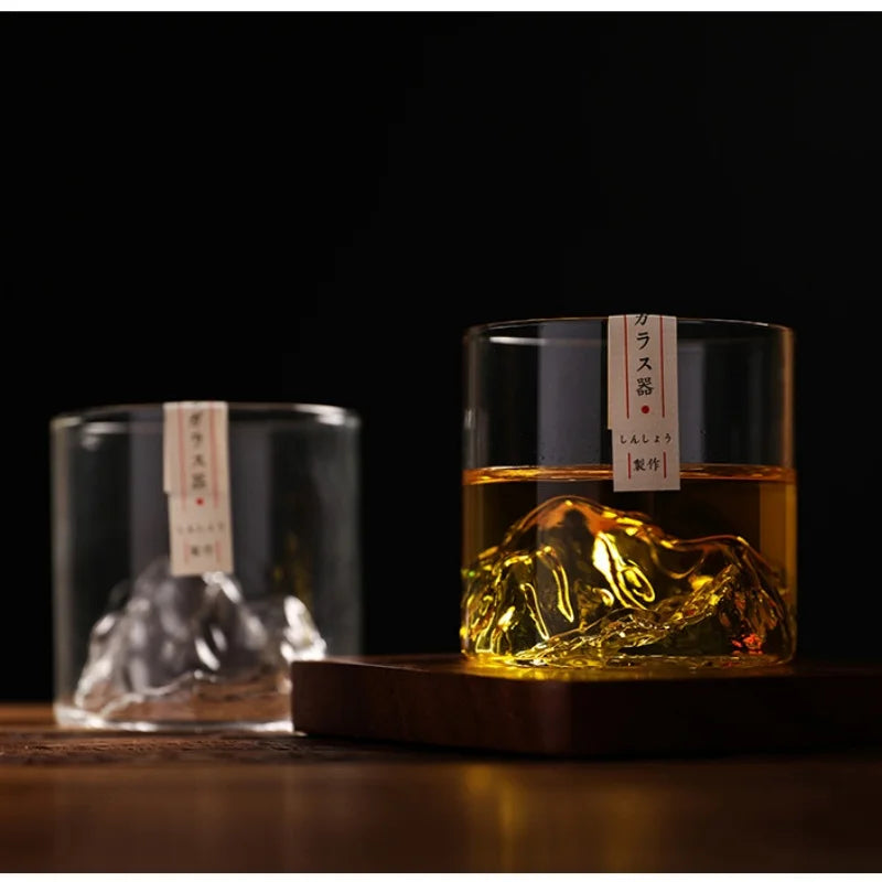 Japanese Glass Glacier Mountain Teacup Mt. Fuji Heat-resistant Glass Teacup Office Handy Retro Wine Glass Whisky Cup Home
