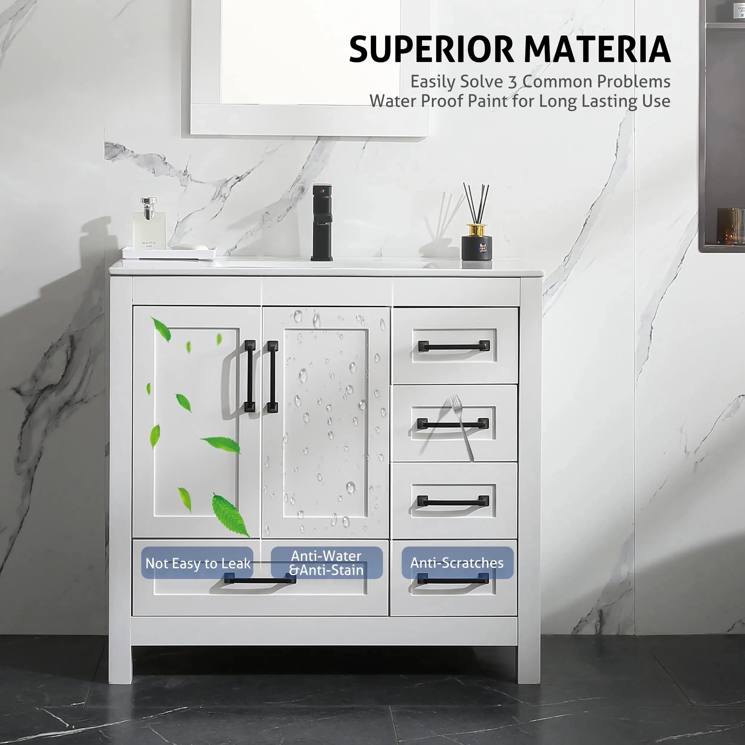 Free Shipping 18" Modern Bathroom Furniture MDF Waterproof Floor Mounted Classics Shaker Wash Vanity Storage Cabinet