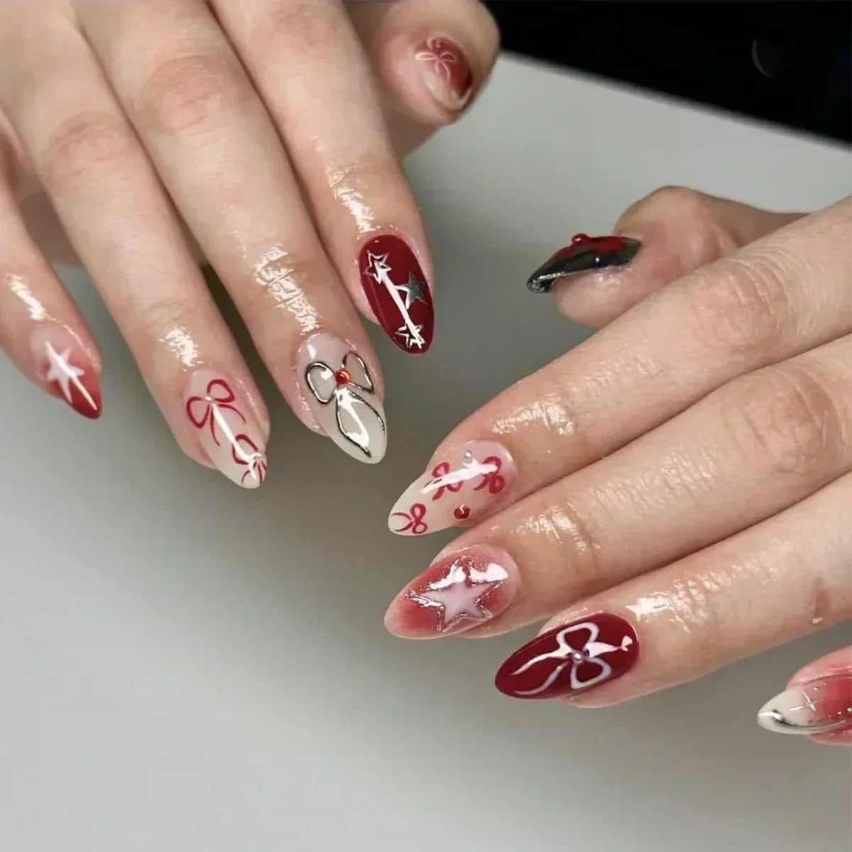 24Pcs Cute Strawberry French Press On Nails - Smarsty