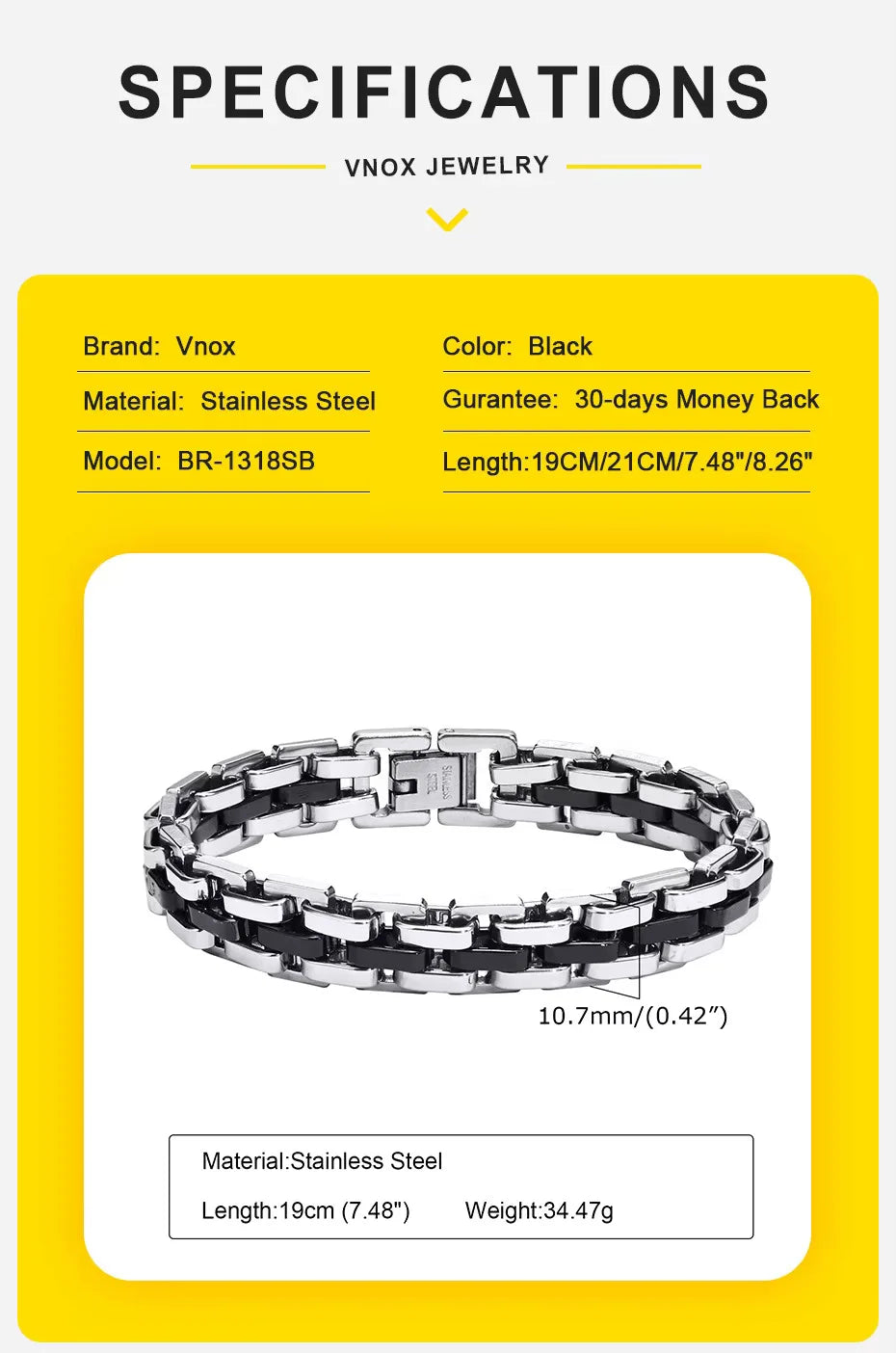 Vnox Stainless Steel Chain Bracelet for Men Gift - Smarsty