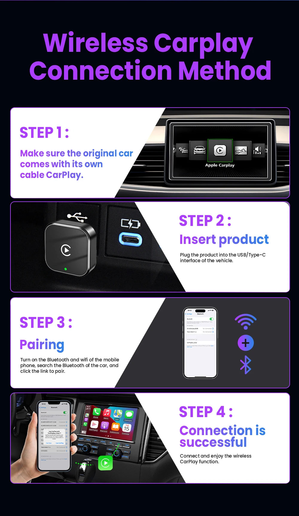 2in1 Wireless CarPlay And Android Auto Adapter Plug And Play - Smarsty