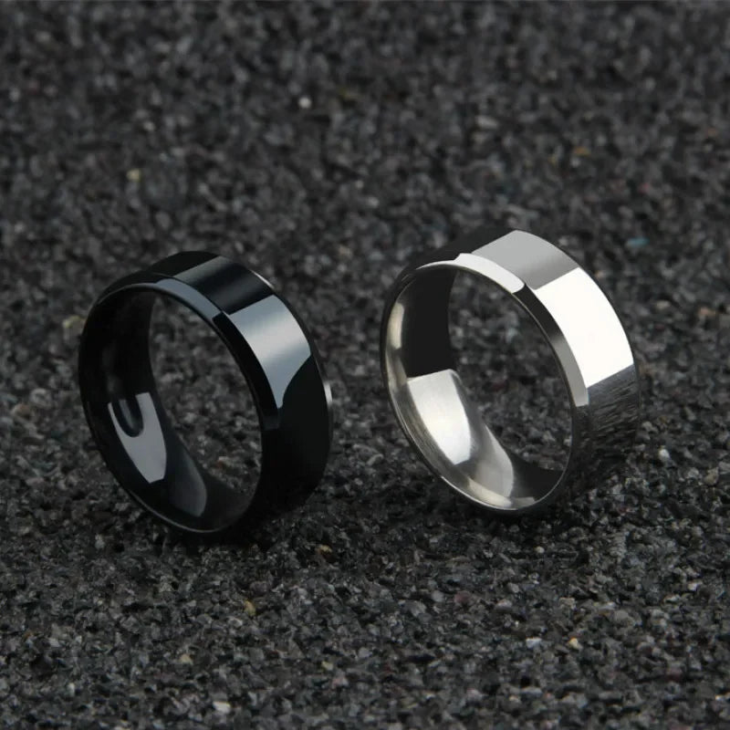 Stainless Steel Black Wedding Band Ring for Couples - Smarsty