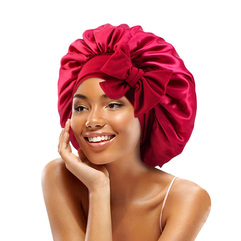 Adjustable Satin Sleeping Hat Elastic Tie For Hair Care - Smarsty