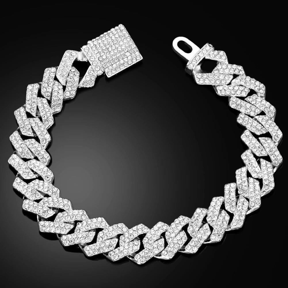 14MM Iced Prong Link Cuban Chain Bracelet for Men and Women - Smarsty