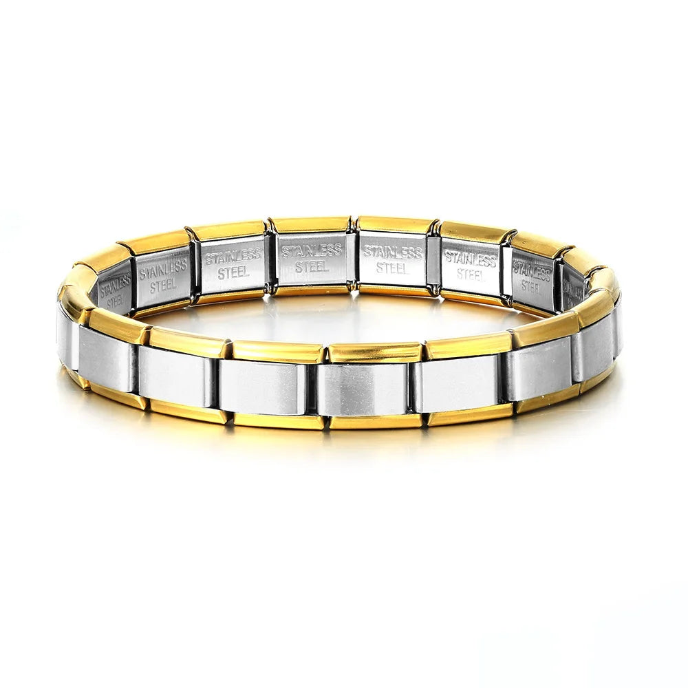 Italian 9mm Charm Link Elastic Stainless Steel Bracelet - Smarsty