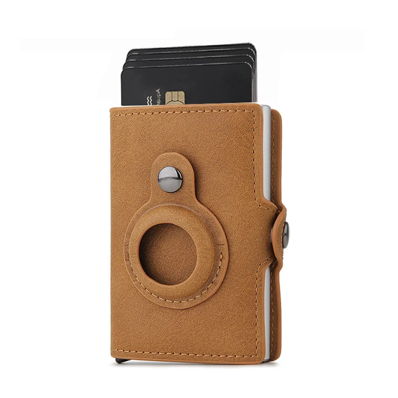 Carbon Rfid Card Holder Men Women Airtag Wallet Money Bag Leather Purse Slim Thin Wallets For Apple AirTags Tracker Air Tag 2023 - Smarsty
