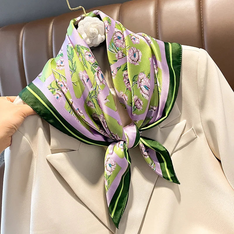 Satin Silk Square Scarf for Women Sun Protection - Smarsty
