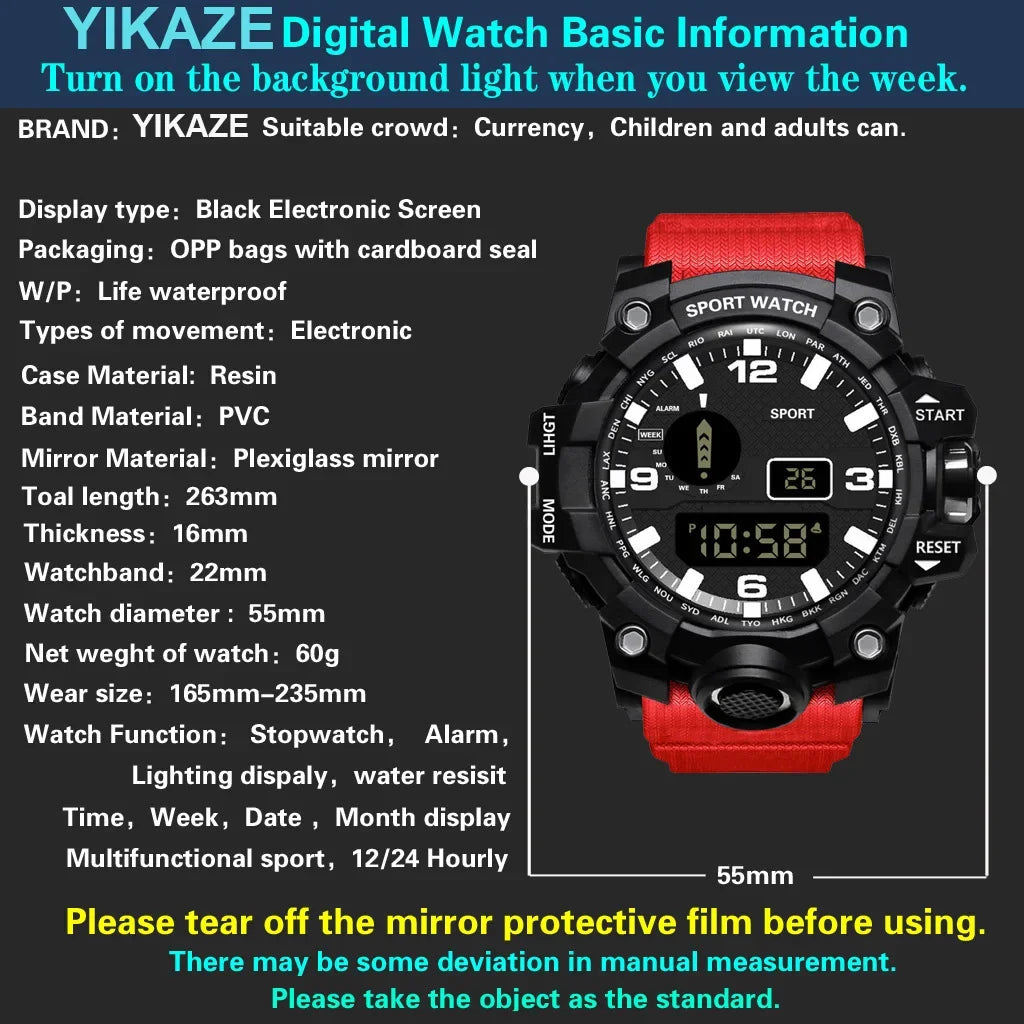 Men's LED Digital Sports Watch with Multifunction Features - Smarsty