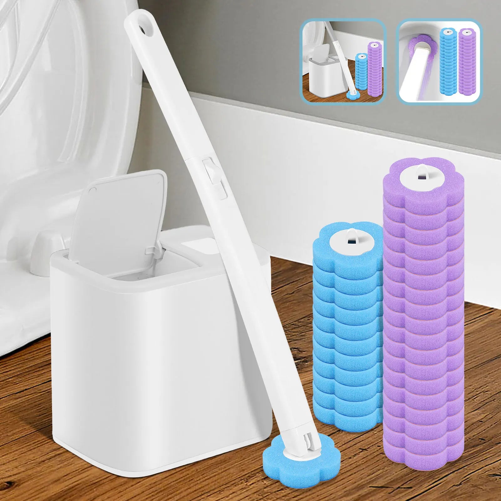 18/36Pcs Toilet Brush With Disposable Replacement Head Kits Upgrade Long Handle Bathroom Cleaning Brush For Home Wc Accessories - Smarsty
