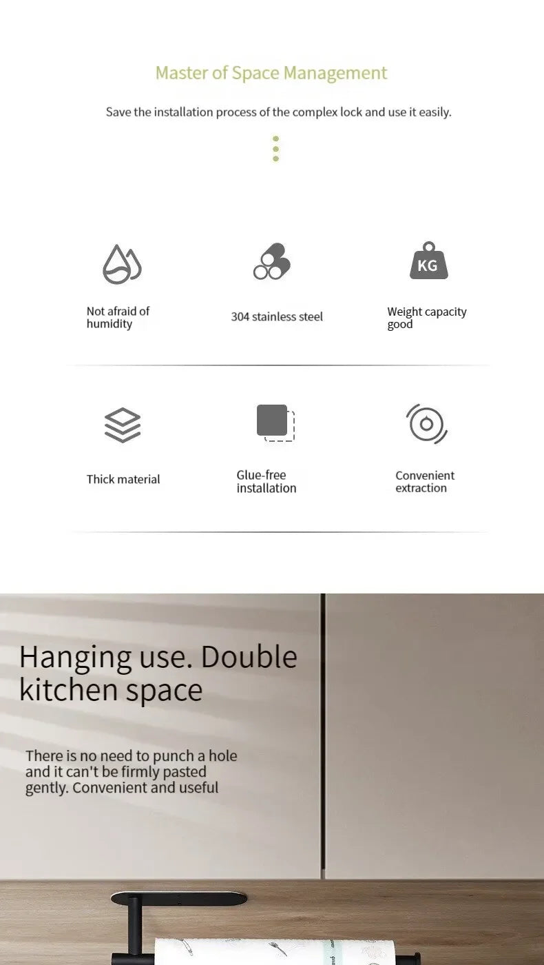 Durable Stainless Steel Paper Towel Rack for Kitchen - Smarsty