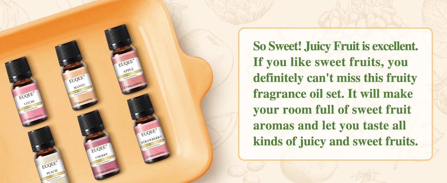 EUQEE 6pcs Fruit Fragrance Oils Set for Diffusers - Smarsty