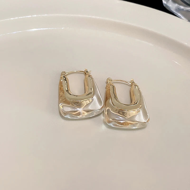 Geometric Resin Earrings in Green and Pink for Women 2023 - Smarsty