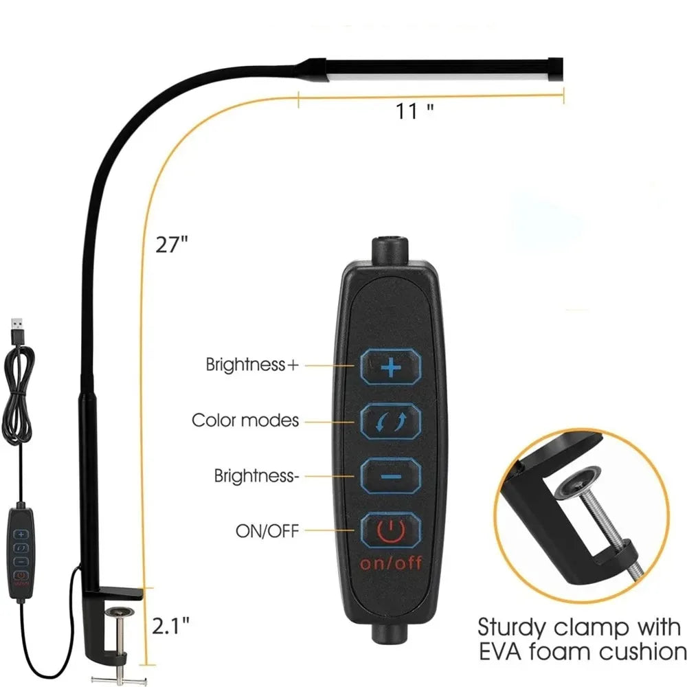 Dimmable LED Clip Desk Lamp for Reading - Smarsty