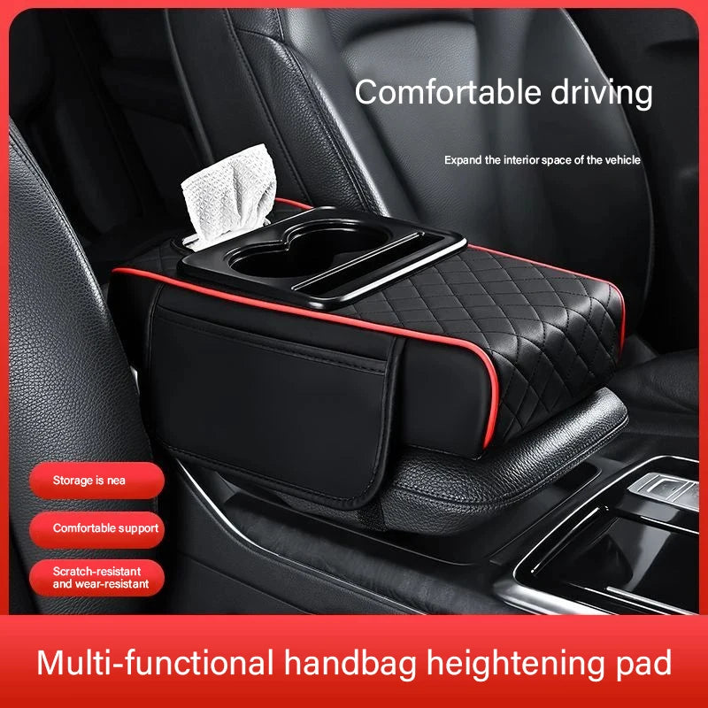 Auto Center Console Armrest Cushion With 2 Cup Holder Armrest Heightening Pad Auto Amrest Pillow Cover Pad for All Seasons - Smarsty