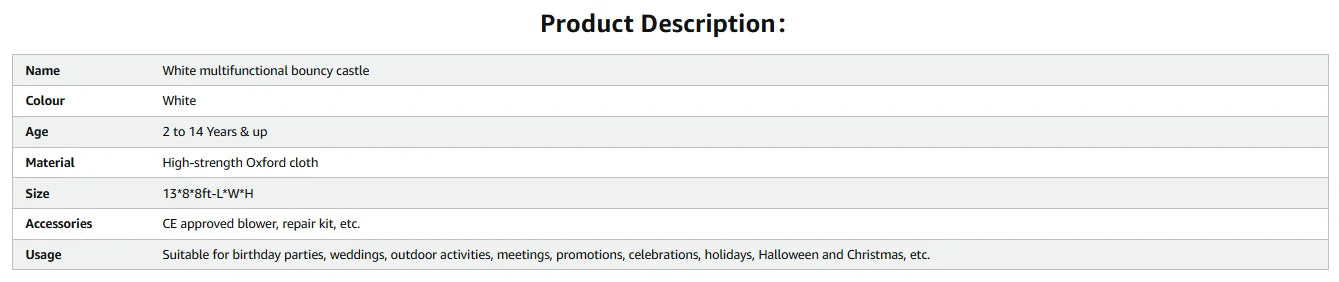 Kids 8x13x8ft Soft Play White Bounce House With Slide Ball Pit Party Customization Inflatable Mini Bouncy Castle With Blower