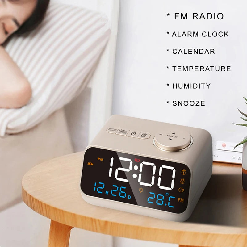 Modern FM Radio LED Alarm Clock with Temperature Display - Smarsty
