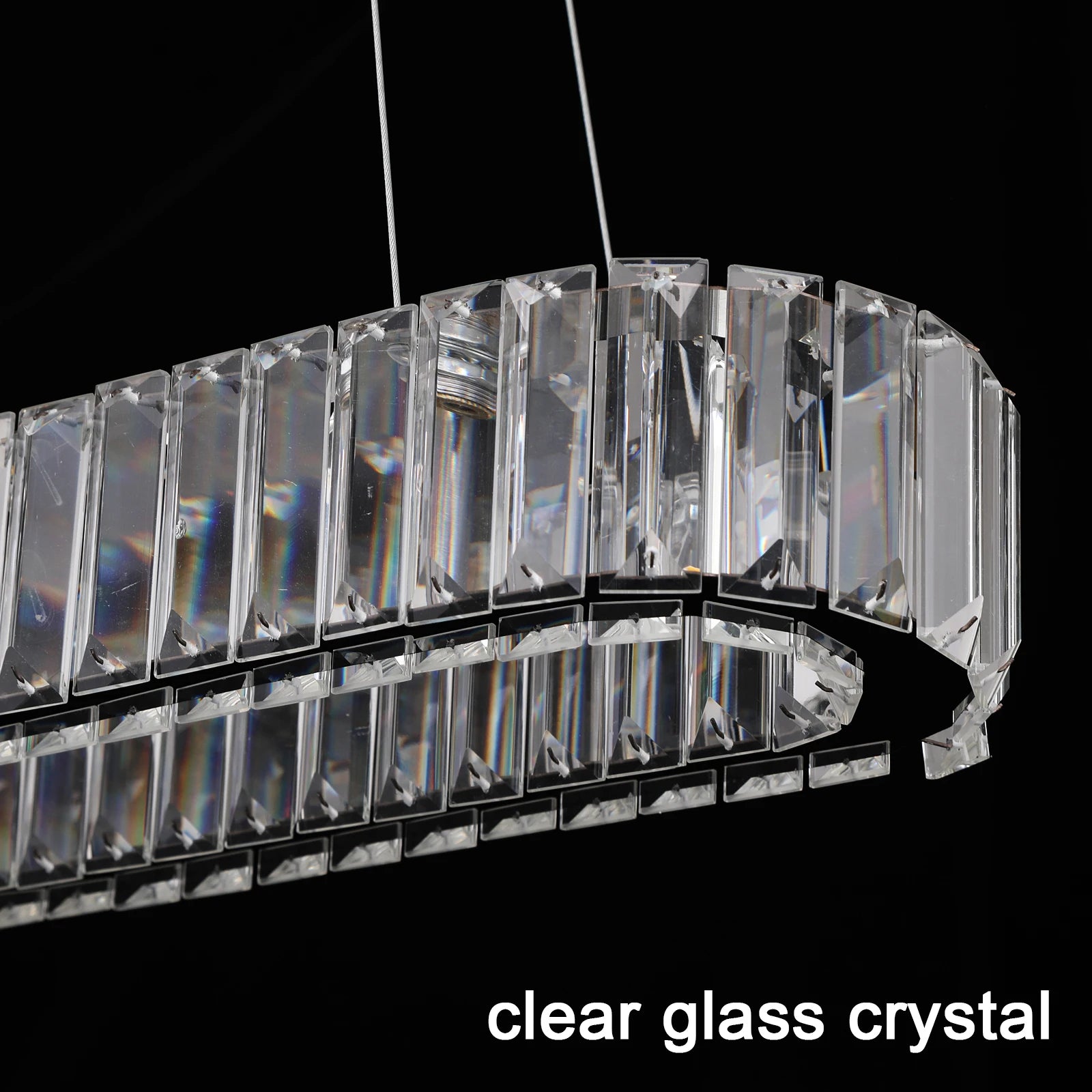 VETRULUS Modern Luxury Crystal Oval Design Led Chandelier Ceiling Lamp Nordic Pendant Hanging Light Fixture Living Bedroom Hotel