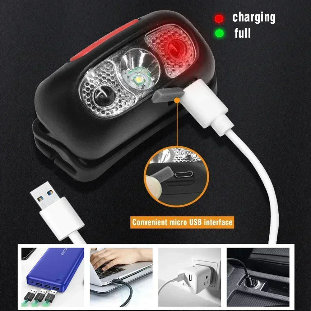 Strong Light Headlamp Mini Led Night Fishing Powerful Torch Head Lamp Outdoor Waterproof Camping Portable LED Sensor Headlamps by Smarsty