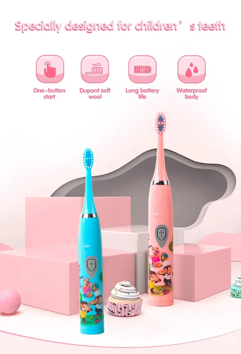 Colorful Cartoon Sonic Electric Toothbrush for Kids - Smarsty