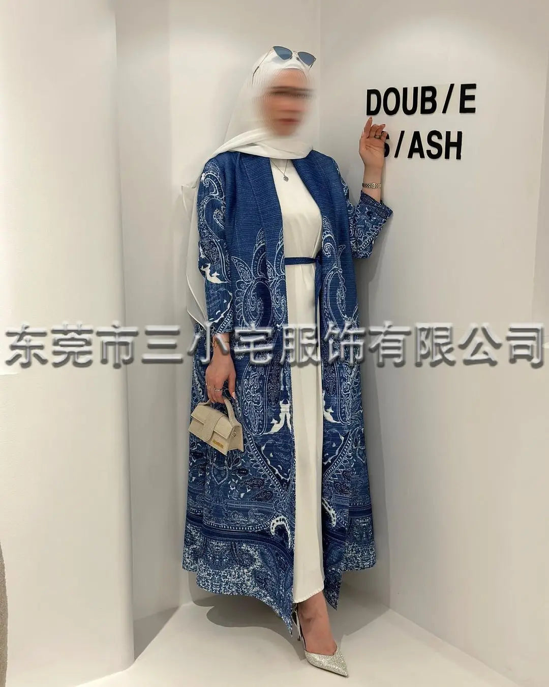 Women's Fold Miyake Pleated Abaya Long Sleeve Print Foldable Collar Robe Cardigan Coat New Winter Fashion Original Design 2024 - Smarsty
