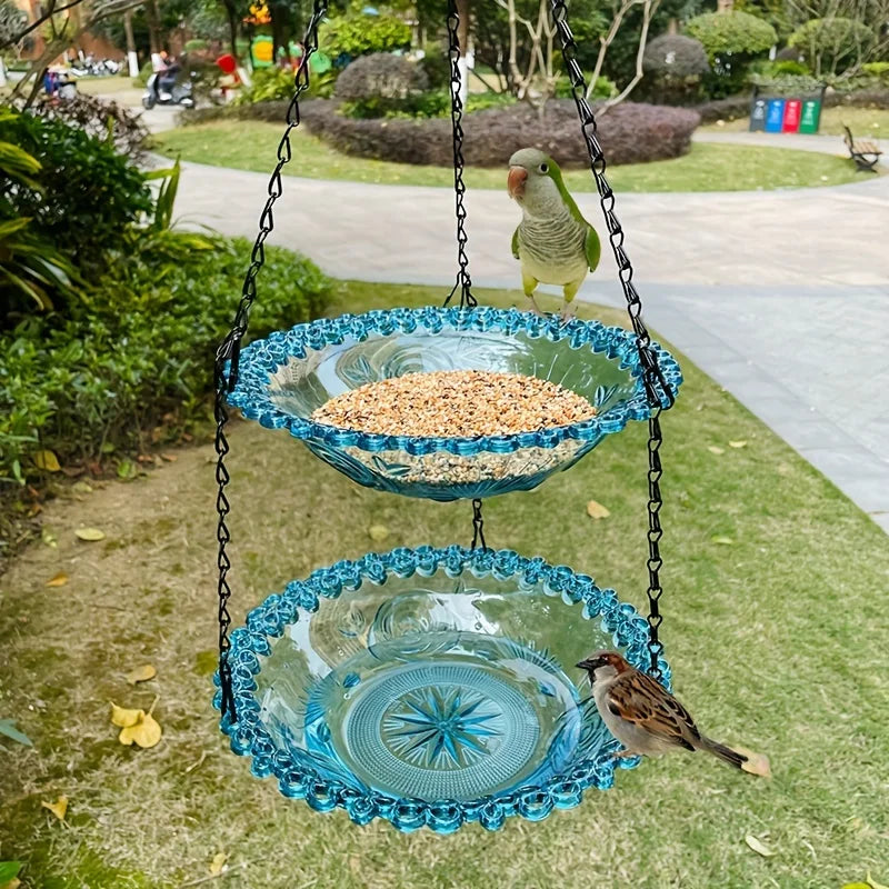 Durable 2-Layer Bird Feeder with Chain for Outdoor Use - Smarsty