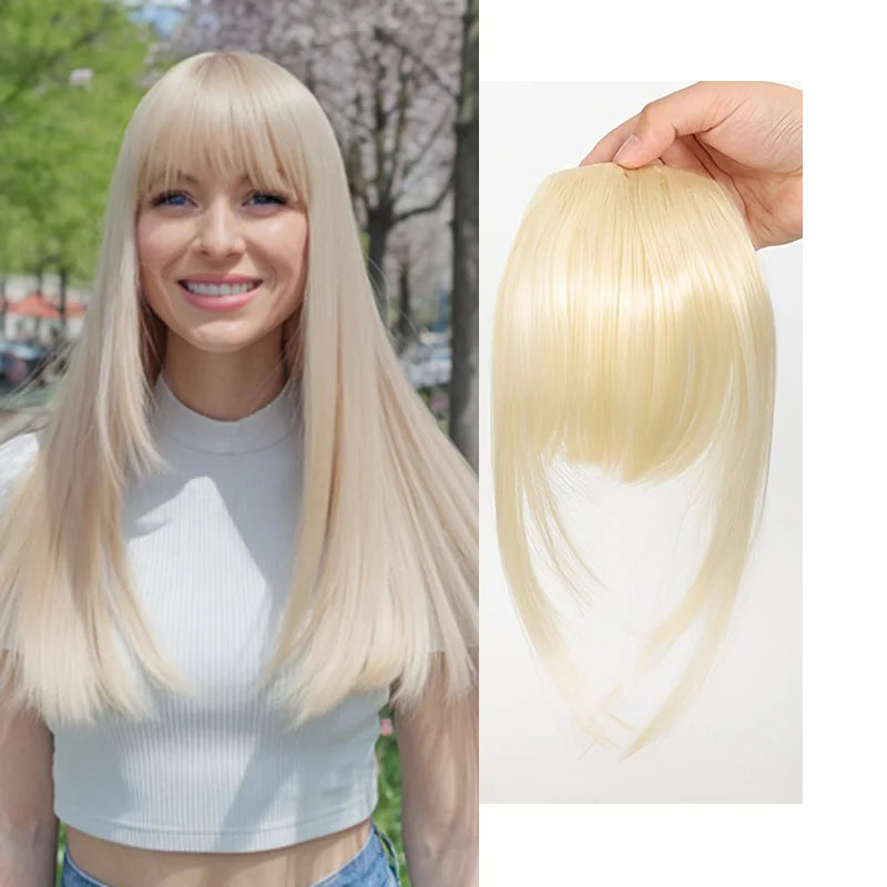 Synthetic Hair Clip-In Bangs Cut Wispy Fringe with Sideburns Dark Brown Natural Look for Women Daily Party Wear - Smarsty