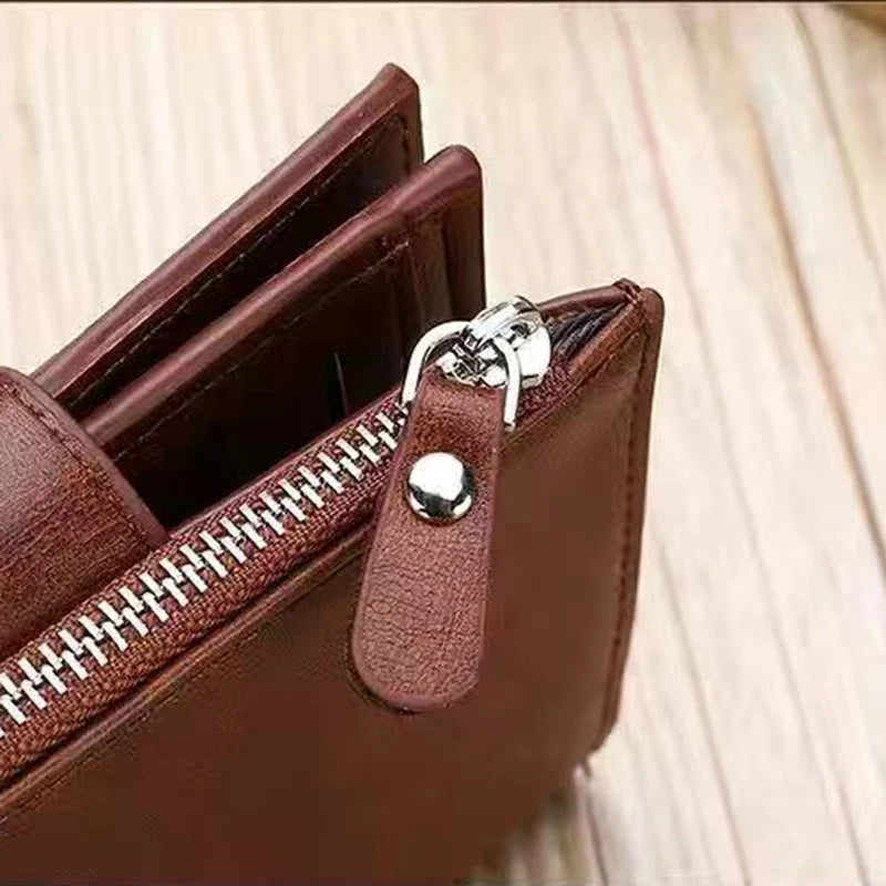 Men's Coin Purse Wallet RFID Anti-theft Man Leather Wallet Zipper Business Card Holder Money Bag Wallet Male - Smarsty