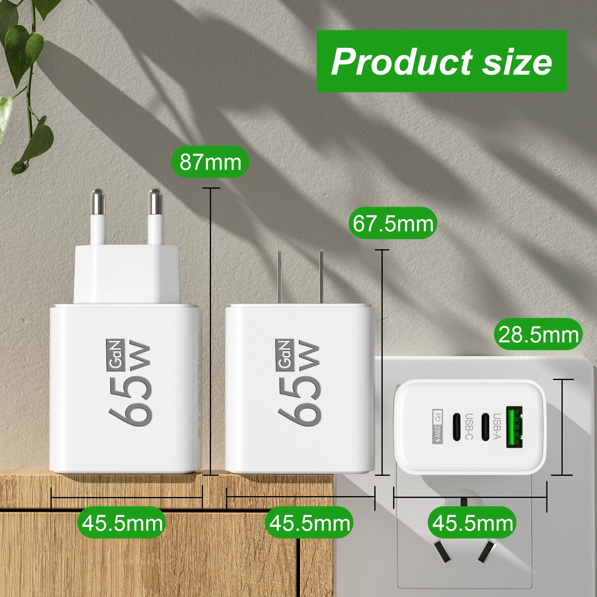 GaN 65WMax USB C PD Ultra Fast Charging Wall Charger - Smarsty
