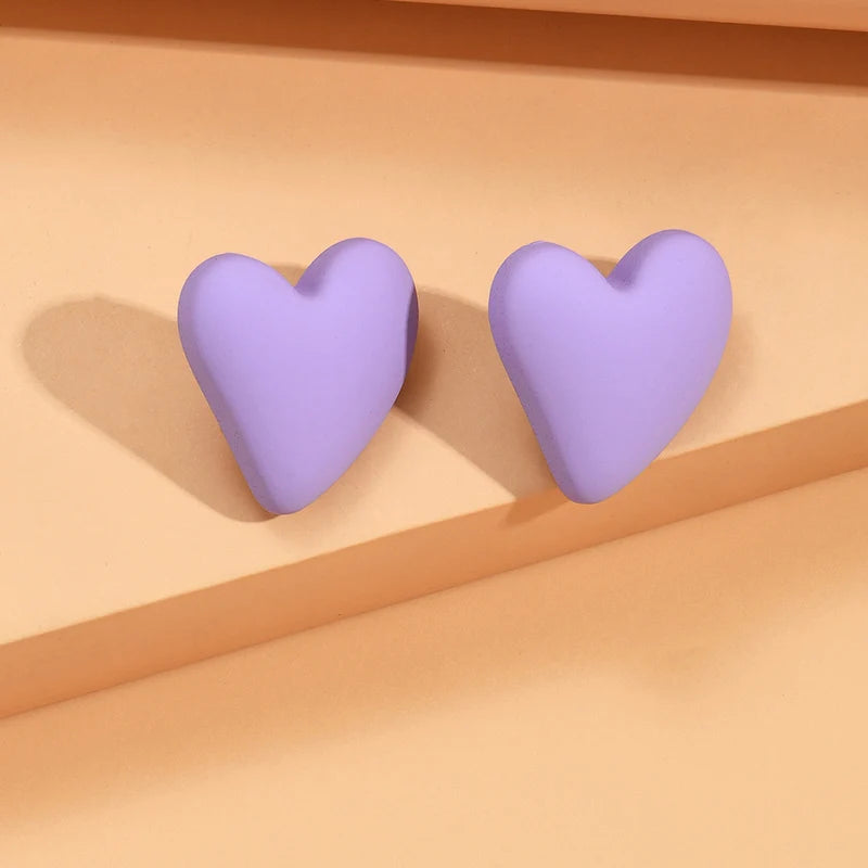 Candy Color Heart Acrylic Earrings for Women Stylish Design - Smarsty