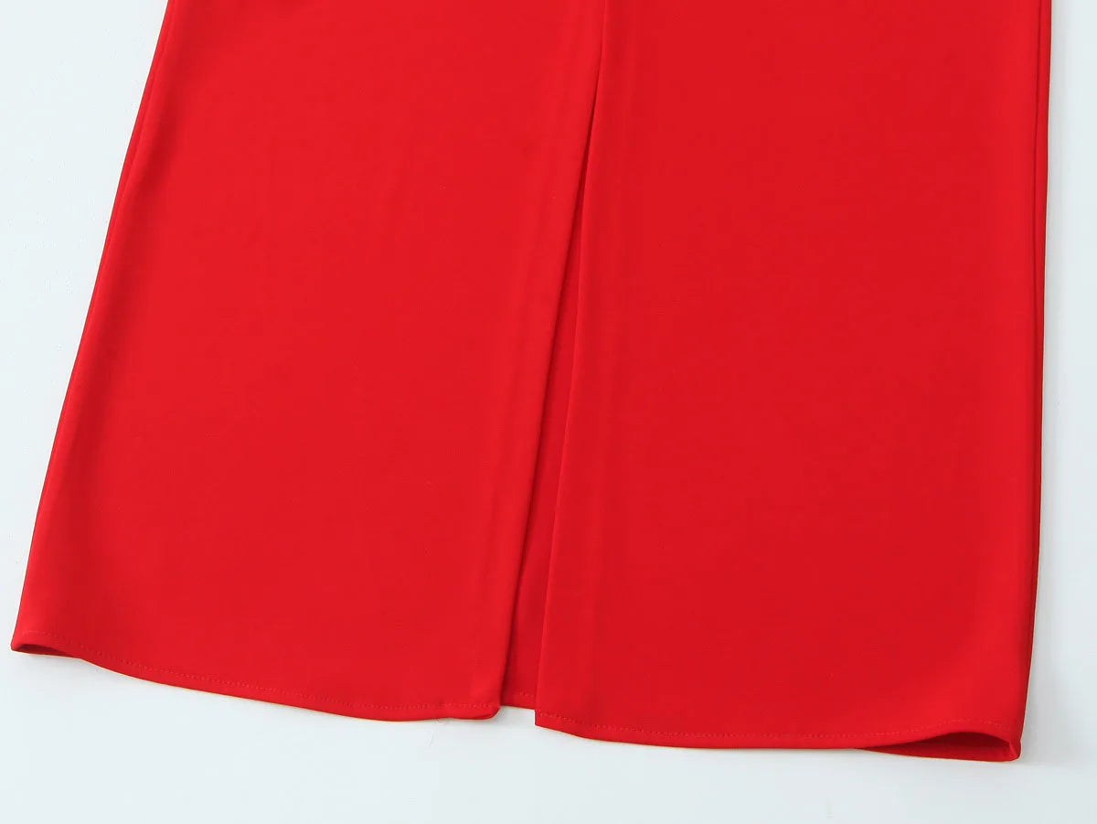 European And American Style Foreign Trade Women's Clothing New Style Temperament Draped Halter Neck Midi Dress