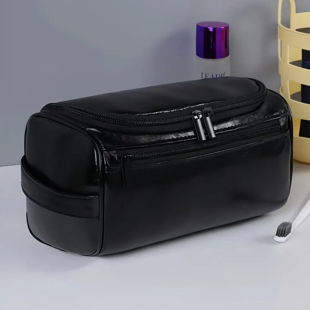 Stylish Embossed Leather Travel Cosmetic Organizer - Hook Design, Roomy Interior for Toiletries and Makeup zwq - Smarsty