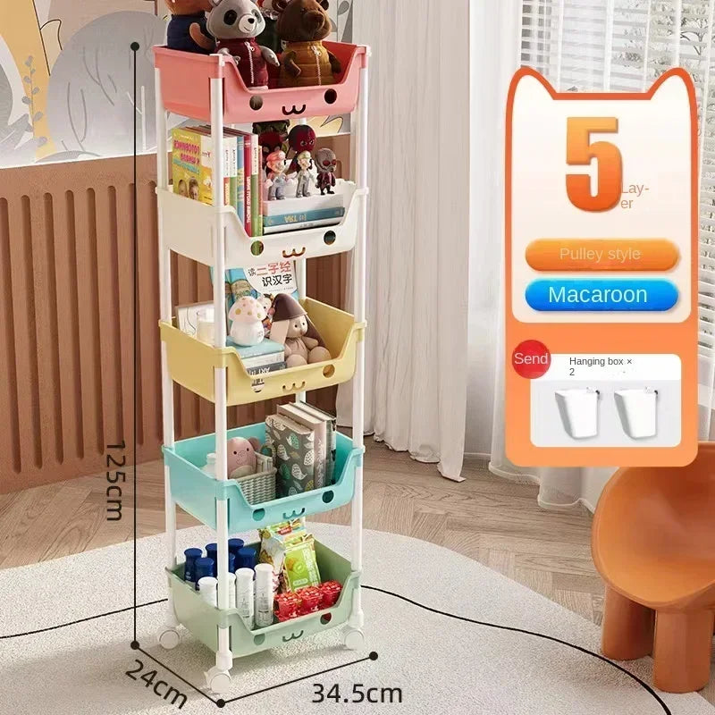 Storage Trolley Bookshelf Snack Rack For Children Storage Organizer Bathroom Accessories Closet Organizer Toy Kitchen Storage by Smarsty