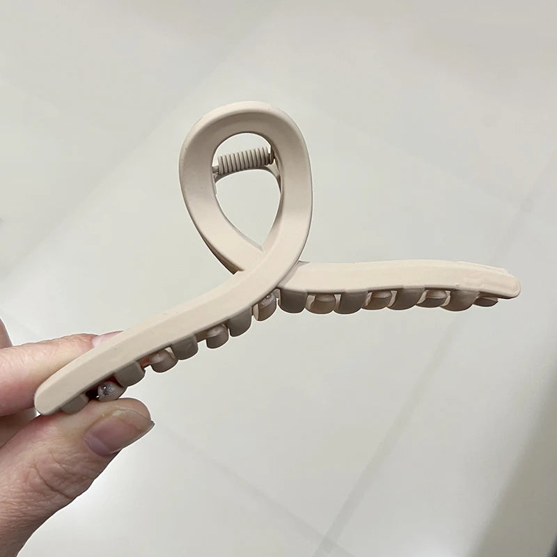 Korean Coffee Beige Acrylic Geometric Hair Claw Clip Large - Smarsty