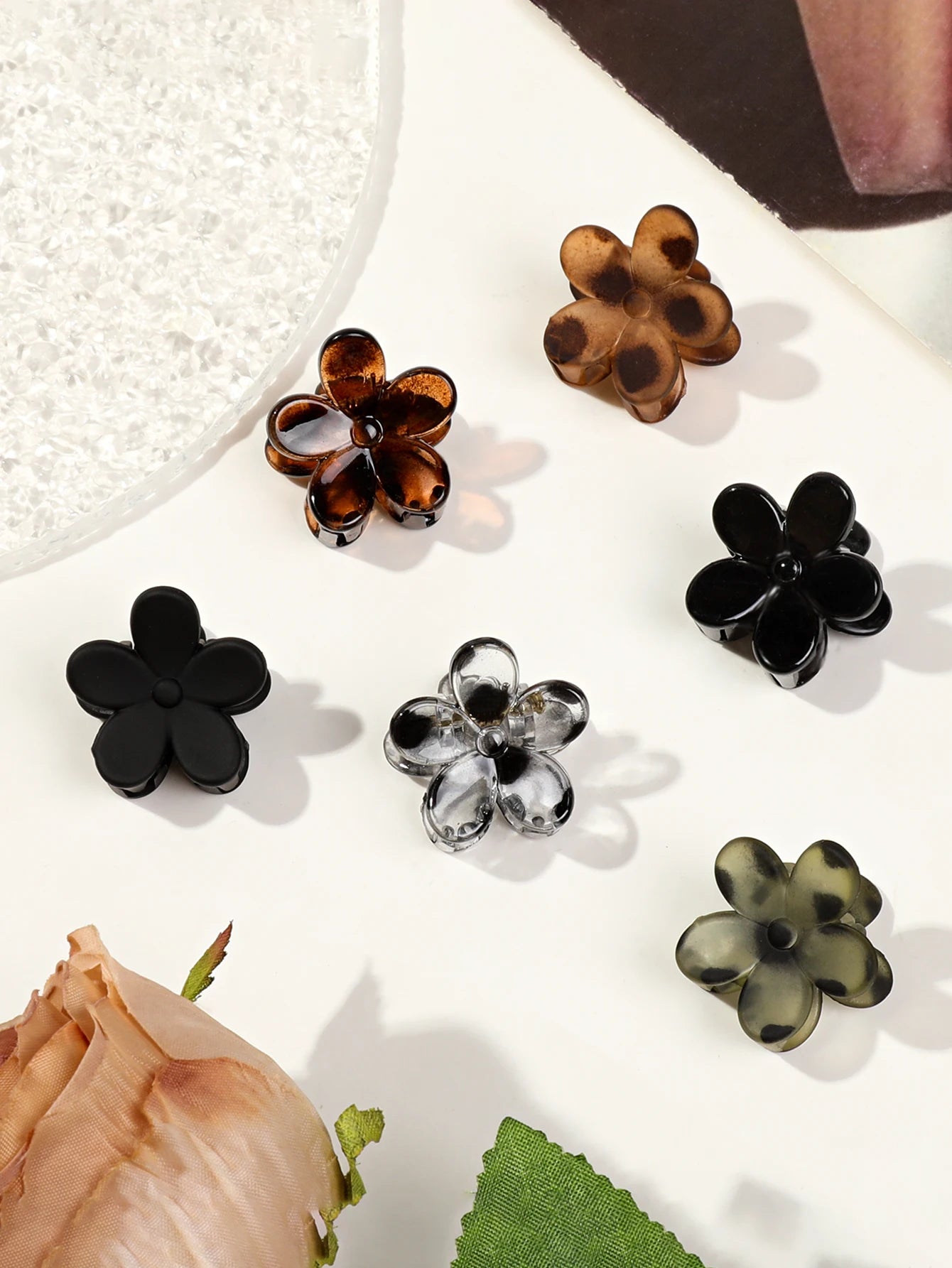 Mini Flower Hair Clips Pack Creaseless Claw Clips For Bangs - Smarsty