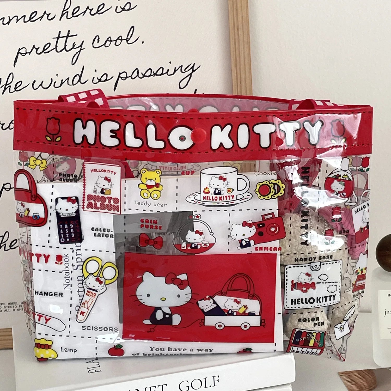Transparent PVC Kitty Cat Handbag Waterproof Travel Tote - Smarsty