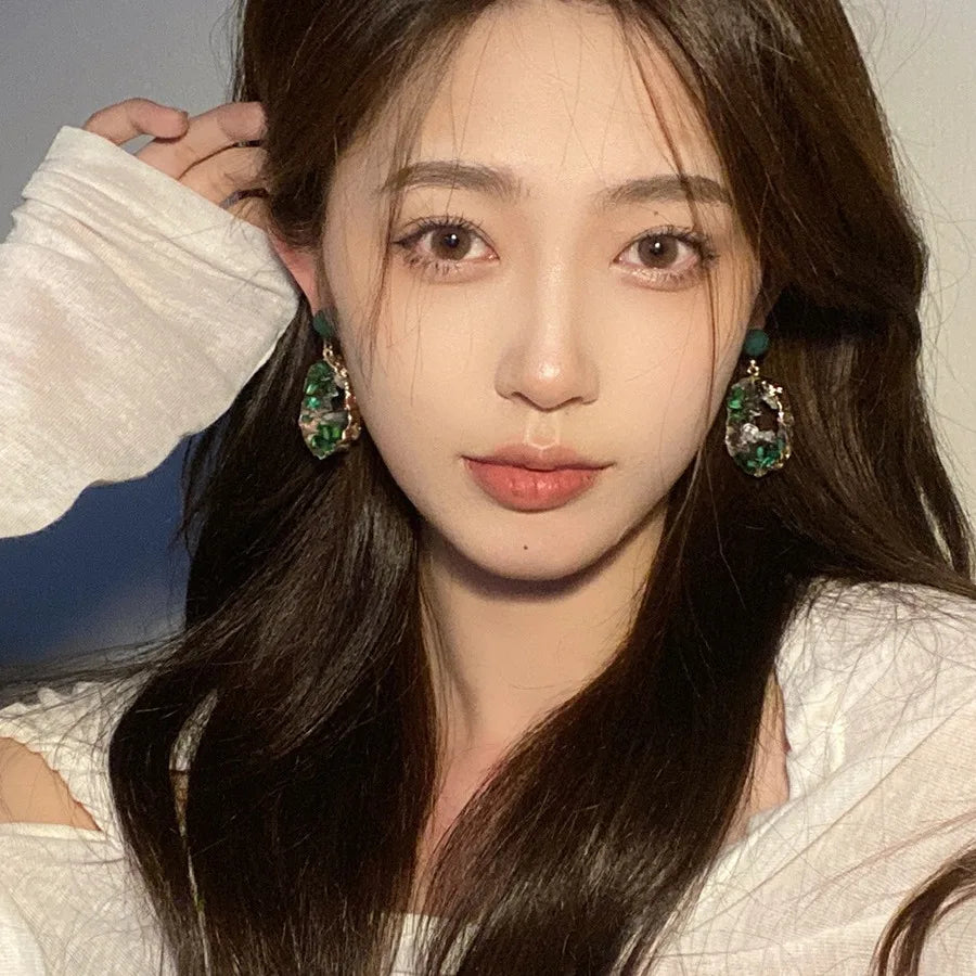 Vintage Emerald Drop Earrings for Women - Fairycore Style - Smarsty