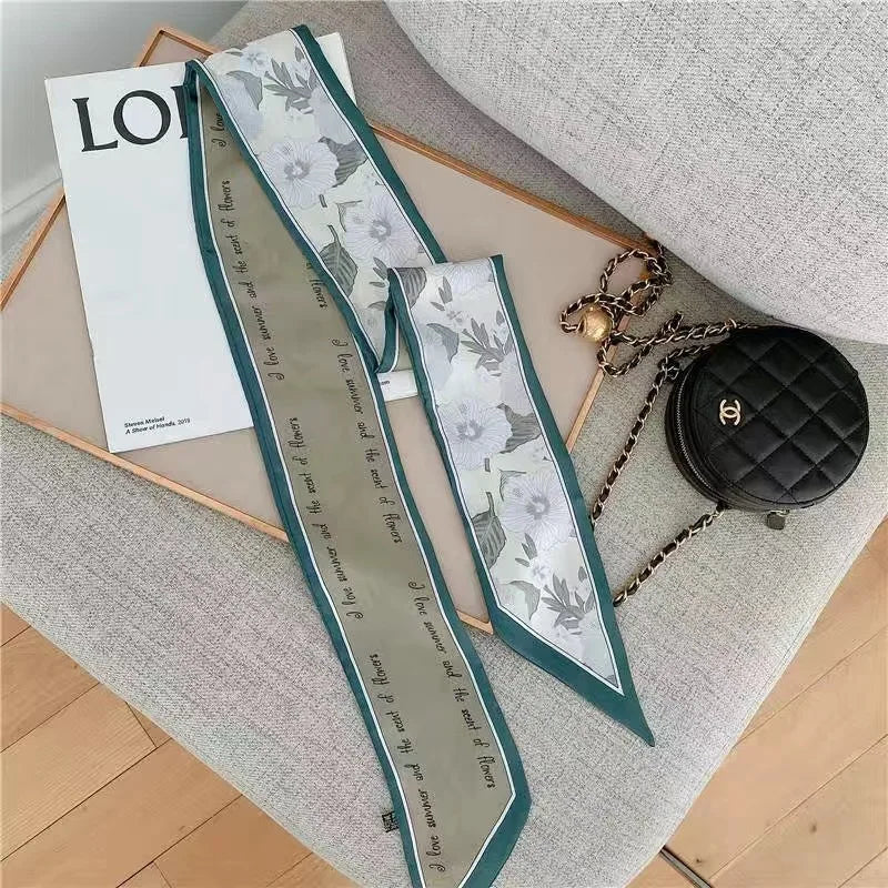 Summer Floral Silk Scarf Hairband Lightweight Headscarf - Smarsty