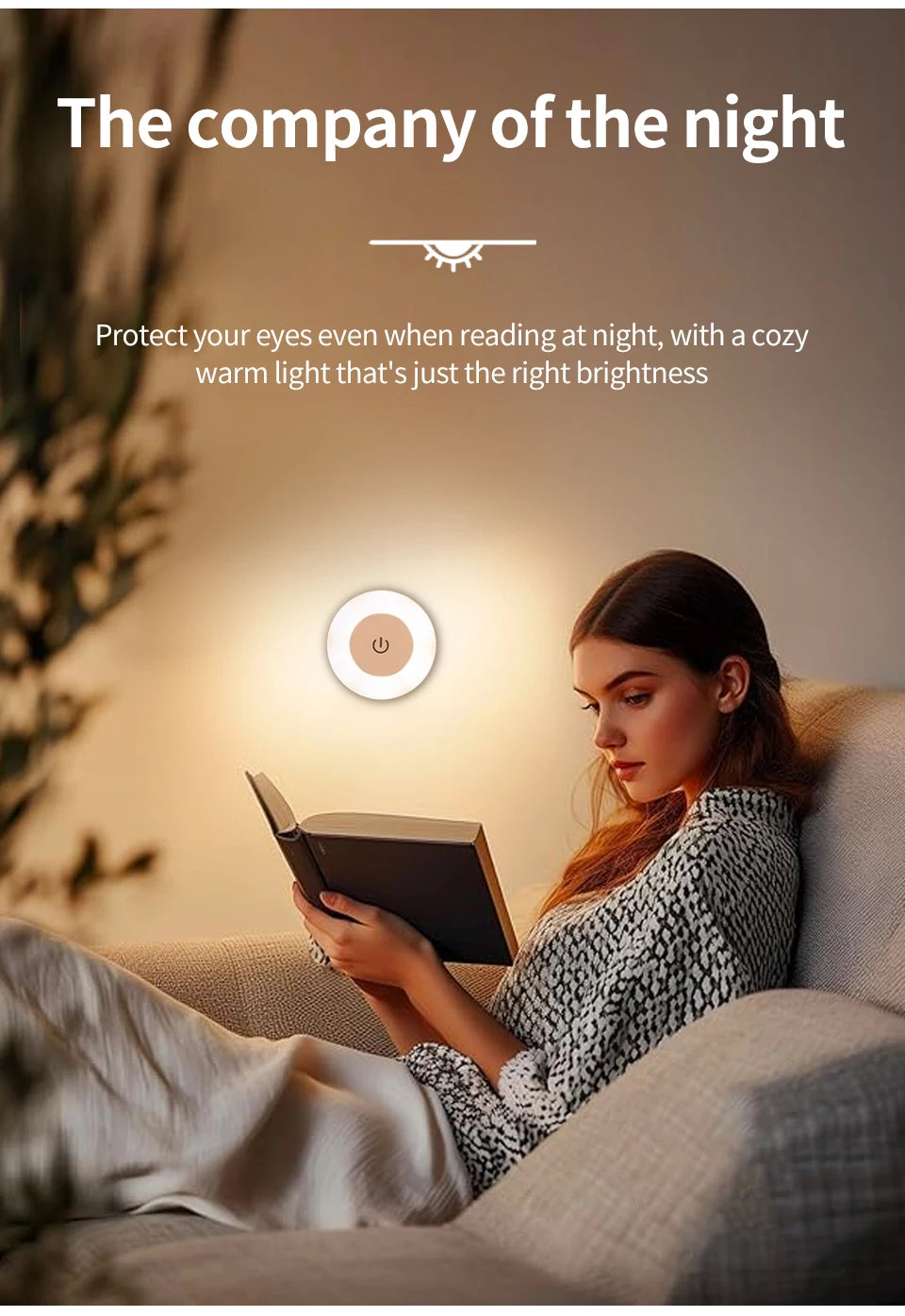 Rechargeable LED Night Light with Dimmable Touch Switch - Smarsty