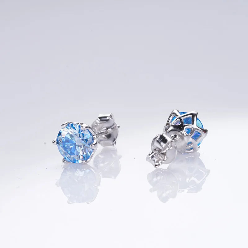1 CT D Color Moissanite Stud Earrings Sparkling 925 Silver - Smarsty