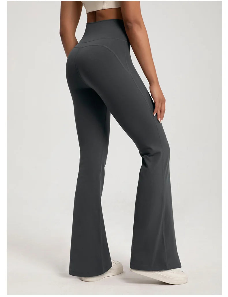 Naked High Waisted Waist Cinching Hip Lifting Fitness Exercise Elastic Bell Bottom Pants Women Casual Outdoor Running Yoga Pants - Smarsty