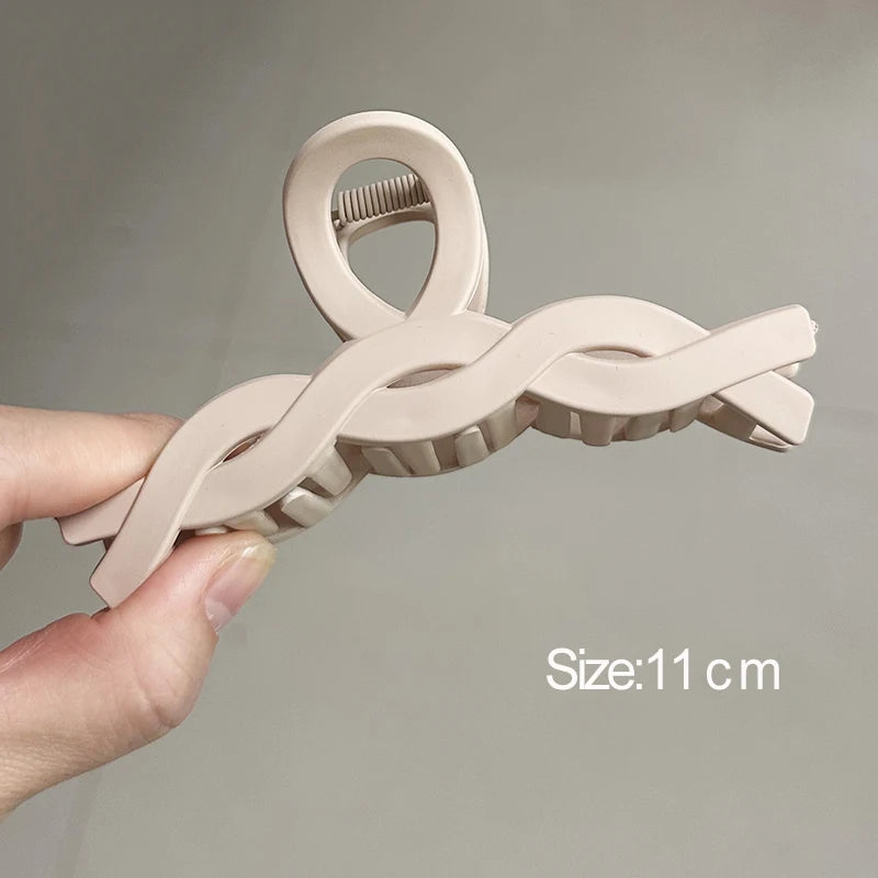 Korean Coffee Beige Acrylic Geometric Hair Claw Clip Large - Smarsty