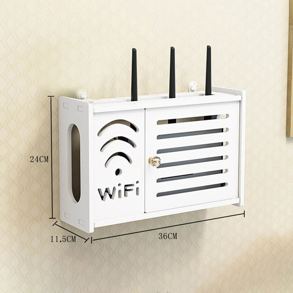Wall Mounted Wireless Router Rack Living Room Wall-Mounted WiFi Storage Box Wall Decoration Cable Power Bracket Organizer Box by Smarsty