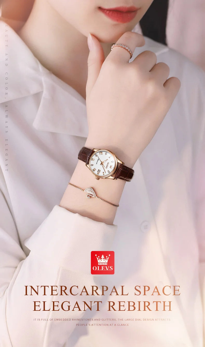 OLEVS Women's Luxury Waterproof Automatic Wristwatch - Smarsty