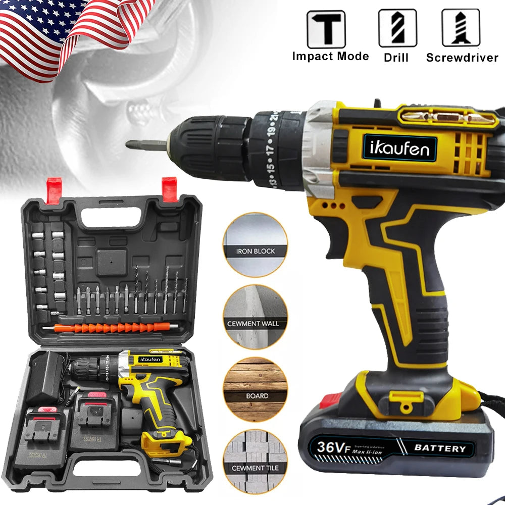 Multifunctional 21V rechargeable impact drill lithium battery cross-border flashlight gun drill electric screwdriver electric dr