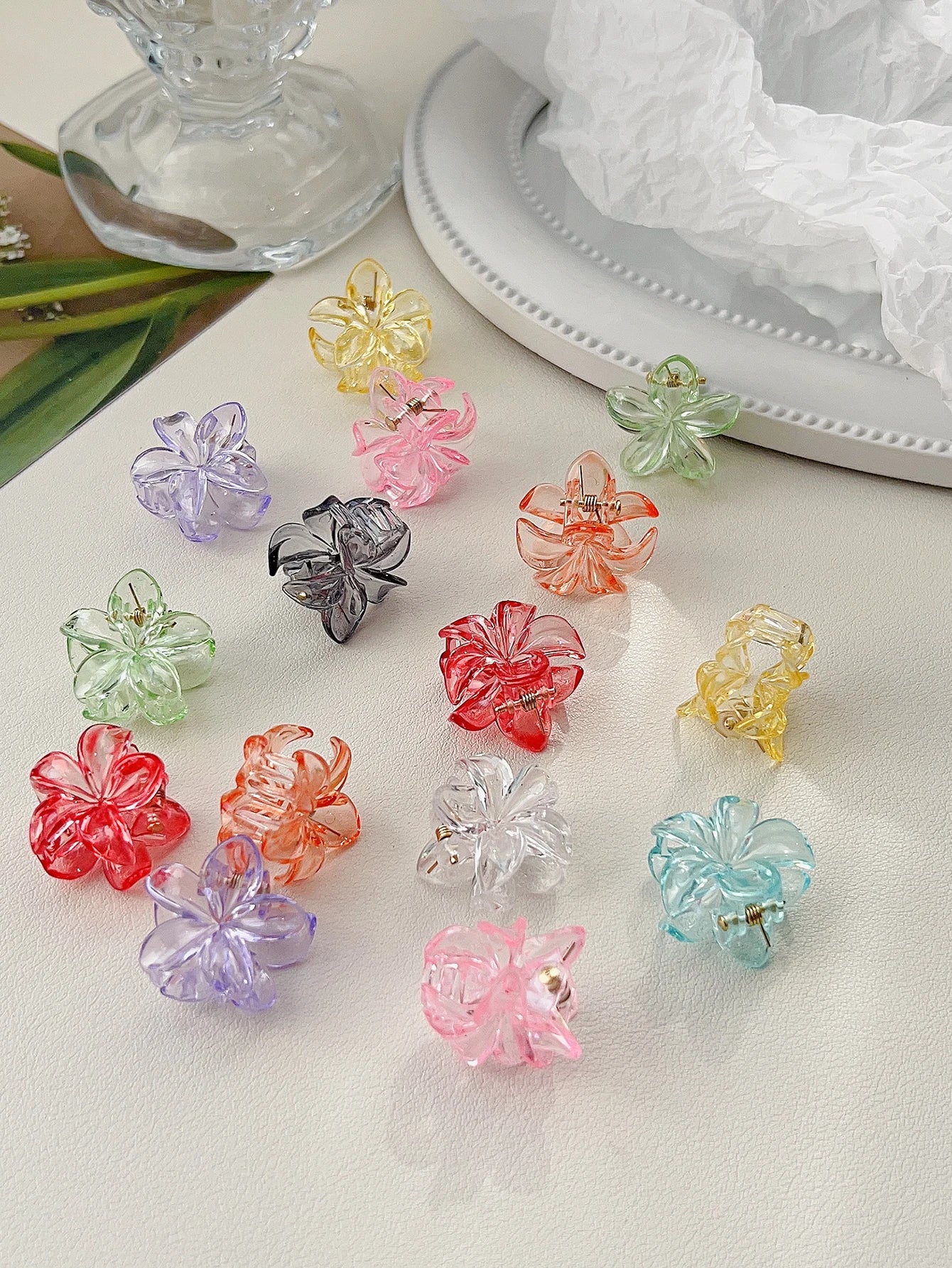 Mini Flower Hair Clips Pack Creaseless Claw Clips For Bangs - Smarsty